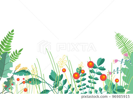 Nature floral background, vector illustration, botanical plant, leaf at summer wallpaper design, vintage tropical tree and flower decoration. 96985915