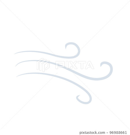 Wind. Air flow. Blue wavy line. Breeze and weather icon. Flat illustration isolated on white background Wind. Air flow. Blue wavy line. Breeze and weather icon. Flat illustration isolated on white background 96988661