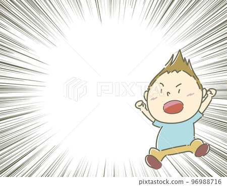 Anger, anger, fly, jump up, boy, concentrated line Anger, anger, fly, jump up, boy, concentrated line 96988716