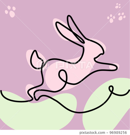 Rabbit as the symbol of the year according to the Chinese calendar in one solid line. Christmastime Rabbit as the symbol of the year according to the Chinese calendar in one solid line. Christmastime 96989256
