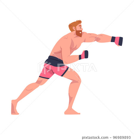 Mixed Martial Arts with Bearded Man Fighter in Shorts and Boxing Gloves Engaged in Full-contact Combat Sport Vector Illustration Mixed Martial Arts with Bearded Man Fighter in Shorts and Boxing Gloves Engaged in Full-contact Combat Sport Vector Illustration 96989893