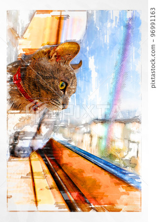 素描 風格 貓 貓 貓 kijitora 灰色 女 女 母貓 母貓 健康 漂亮 癒合 96991163