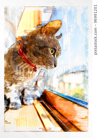 素描 風格 貓 貓 貓 kijitora 灰色 女 女 母貓 母貓 健康 漂亮 癒合 96991201