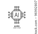 Artificial intelligence and machine learning line icon 96992807