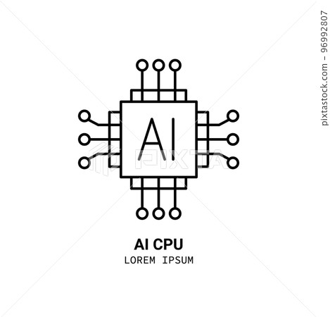 Artificial intelligence and machine learning line icon 96992807