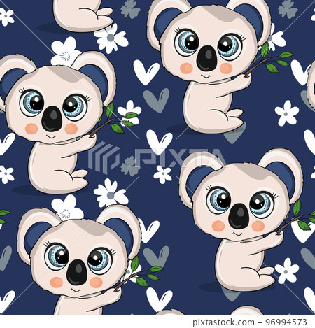 Seamless pattern with kids drawings in blue color Vector Image