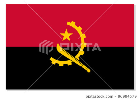 Flag of Angola. Angolan national symbol in official colors. Template icon. Abstract vector background Flag of Angola. Angolan national symbol in official colors. Template icon. Abstract vector background 96994579
