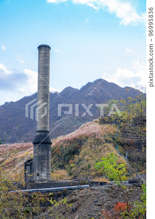 Ashio Copper Mine Smelter & Refinery Large Chimney Ashio Town Autumn Scenery Ashio Copper Mine Smelter & Refinery Large Chimney Ashio Town Autumn Scenery 96995836