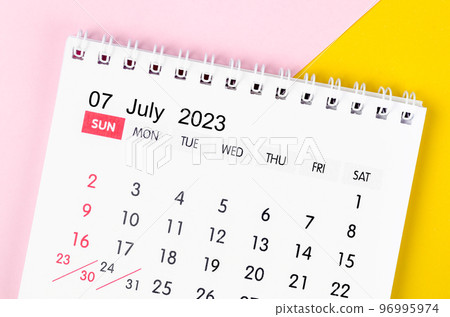The July 2023 Monthly desk calendar for 2023 year on beautiful background. The July 2023 Monthly desk calendar for 2023 year on beautiful background. 96995974
