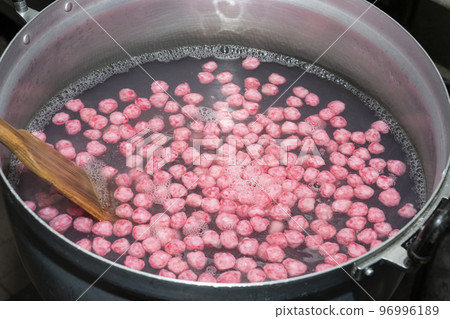 TabTim Krob (Water Chestnuts in Coconut Milk) Thai dessert 96996189