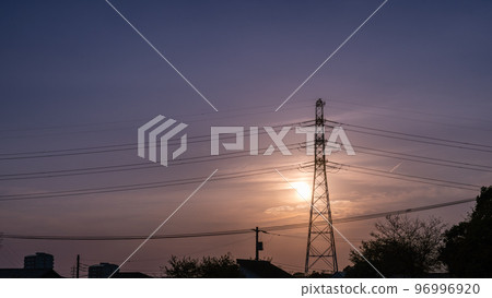 Japanese dusk | Steel tower silhouette 96996920
