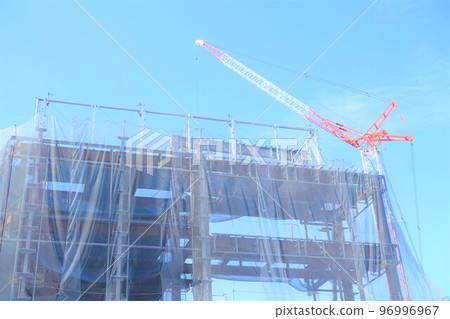 Large construction site with tower cranes 96996967