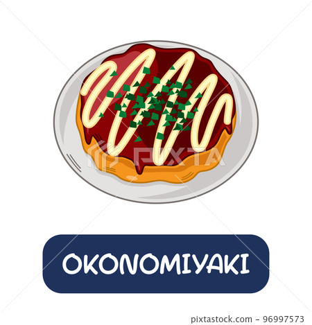 cartoon okonomiyaki, japanese food vector isolated on white background cartoon okonomiyaki, japanese food vector isolated on white background 96997573
