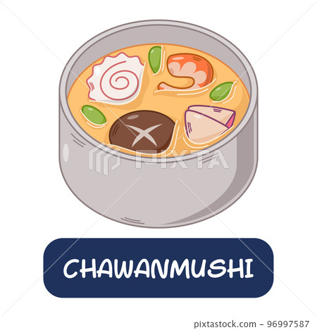 cartoon chawanmushi, japanese food vector isolated on white background 96997587