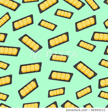 cartoon tamagoyaki, japanese food seamless pattern on colorful background cartoon tamagoyaki, japanese food seamless pattern on colorful background 96999252