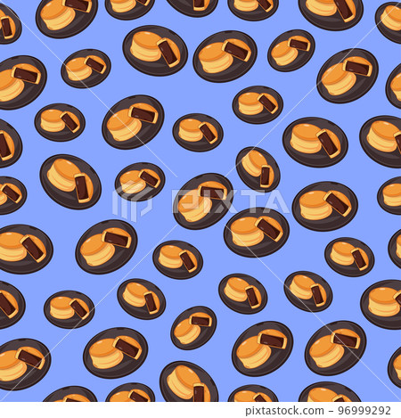 cartoon imagawayaki, japanese food seamless pattern on colorful background 96999292