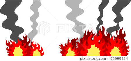 Large flames and black smoke Large fire 96999554