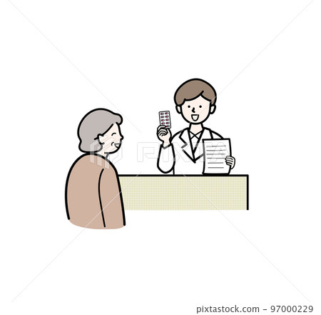 Cartoon material of a pharmacist for senior women (color) 97000229