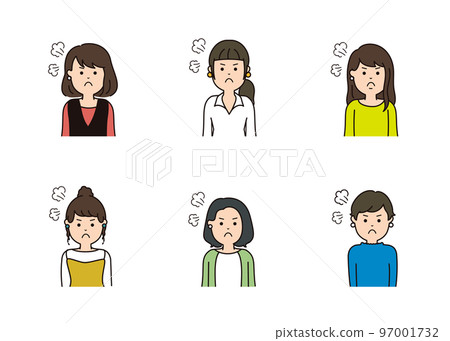 Female facial expression icon Angry expression 97001732