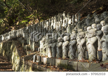 許多供奉的石佛像[Tsubosaka Temple]奈良縣高市區 97002010
