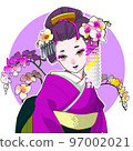 戴著蝴蝶蘭花髮夾的舞妓 97002021
