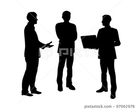 一個商人站著開會的剪影插圖 97002976