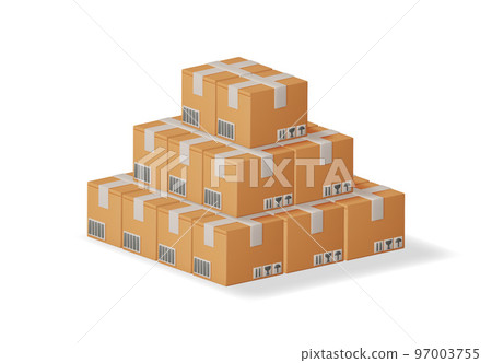 3D Stack of Cardboard Boxes Isolated. 3D Stack of Cardboard Boxes Isolated. 97003755