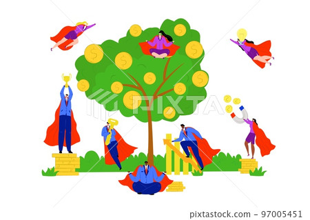 Business hero, people in superhero suits, power persons vector illustration. businessmen and businesswoman working in team. Corporate super hero. 97005451
