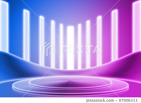 3D渲染霓虹金屬質感空舞台未來科技空間感背景 3D渲染霓虹金屬質感空舞台未來科技空間感背景 97006313