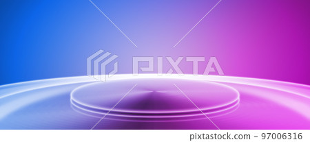 3D渲染霓虹金屬質感空舞台未來科技空間感背景 97006316