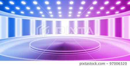 3D渲染霓虹金屬質感空舞台未來科技空間感背景 3D渲染霓虹金屬質感空舞台未來科技空間感背景 97006320