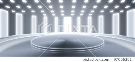 3D渲染金屬銀質感展示展覽未來科技空間感背景 97006391