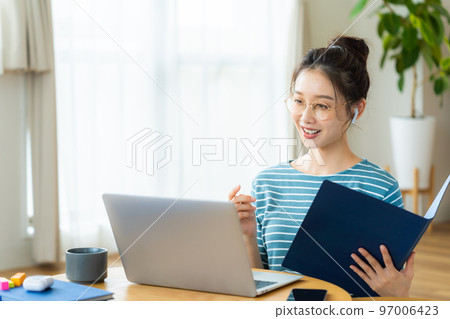 Young woman calling online Young woman calling online 97006423