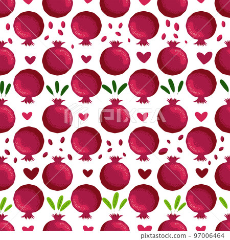 Seamless pattern with pomegranates. Decorative patterns of the pomegranate fruit Seamless pattern with pomegranates. Decorative patterns of the pomegranate fruit 97006464