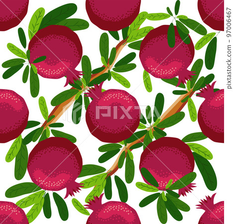 Seamless pattern with pomegranates. Decorative patterns of the pomegranate fruit Seamless pattern with pomegranates. Decorative patterns of the pomegranate fruit 97006467