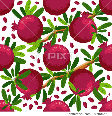 Seamless pattern with pomegranates. Decorative patterns of the pomegranate fruit 97006468