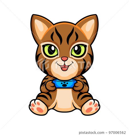 Cute pixie bob cat cartoon holding food bowl Cute pixie bob cat cartoon holding food bowl 97006562