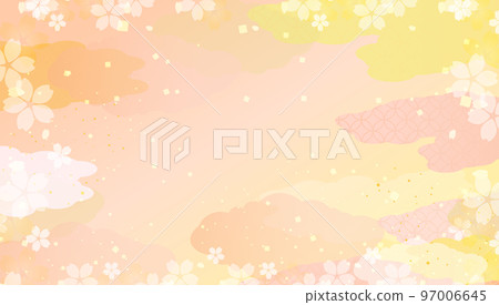 New Year's background illustration. A beautiful background with Japanese patterns. 97006645