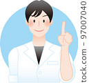 Male doctors and nurses pointing fingers, professors in white coats, researchers, etc. 97007040