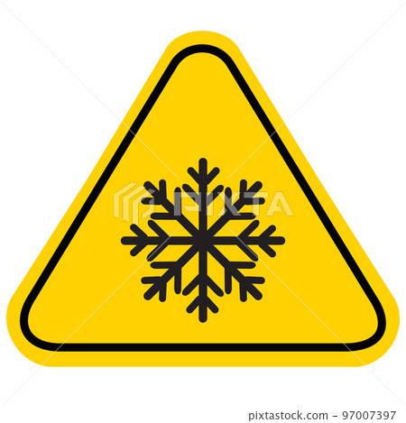 Snow warning on white background. Cold warning sign. snow ahead warning symbol. flat style.  97007397