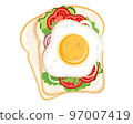 Breakfast sandwich on white background, vector illustration 97007419