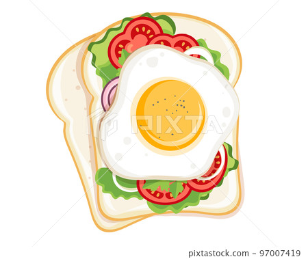 Breakfast sandwich on white background, vector illustration Breakfast sandwich on white background, vector illustration 97007419