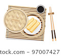 Dim sum illustration vector of Chinese food, Asian food Dim sum in Steamer 97007427