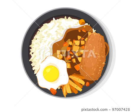 Japanese curry, Japanese food curry with rice Vector illustration 97007428