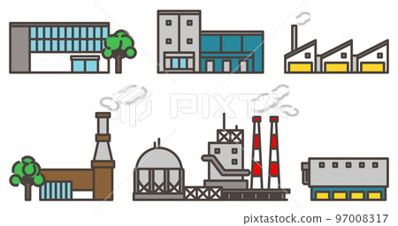 Simple and cute factory vector illustration set Simple and cute factory vector illustration set 97008317