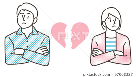 Two people in a cold relationship who quarreled and passed each other [vector illustration material] 97008327