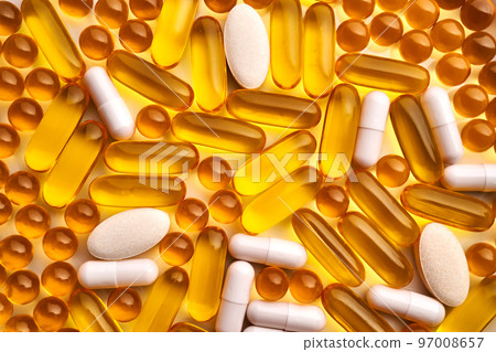 Background of tablets. Mainly vitamins and dietary supplements. 97008657