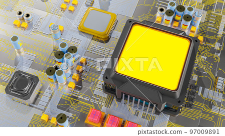 Abstract bright colors circuit board. 97009891