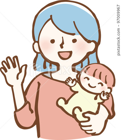 一個女人抱著一個嬰兒的插圖 一個女人抱著一個嬰兒的插圖 97009967