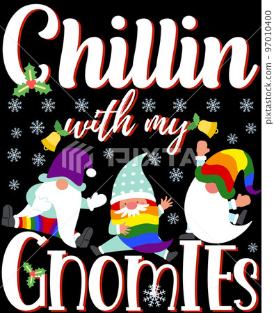 Chillin With My Gnomies Funny LGBTQ Gnomes Christmas Rainbow. 97010400
